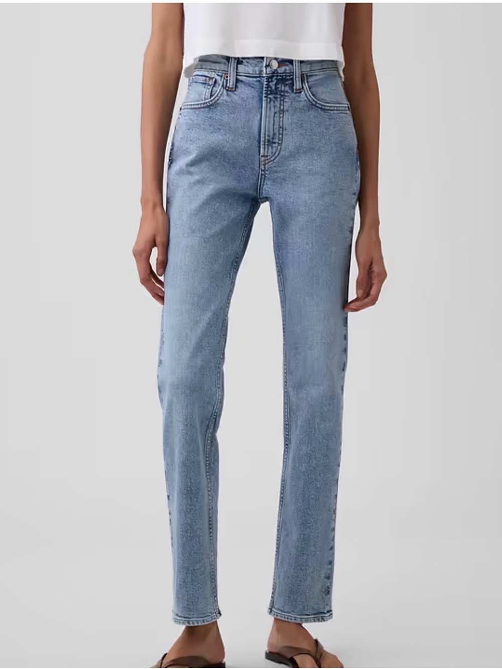 Gap High Rise '90s Slim Straight Jeans light wash - Picture 3 of 5